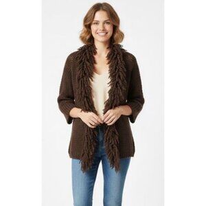 Anna's Pull Dark Brown Wool Blend Knit Women's Sweater Large